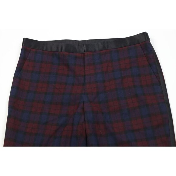 Express Mens 34x31 Stretch Slim Satin Stripe Tuxedo Chino Pants Trousers Plaid - Picture 2 of 12